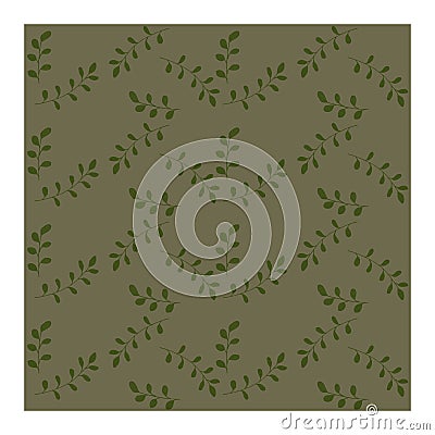 Seamless pattern with green blueberry leaves on a gray-green background Stock Photo